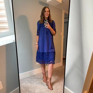Blue Cotton Lace Dress